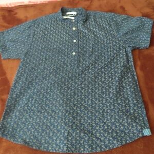 indi + ash SS CEDAR BAND SHIRT indigo ditsy print sz 2 Small NWT